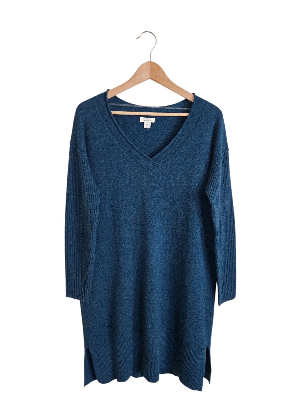 Sundance Women's Teal 100% Cashmere V-neck Long Sleeve Knit Dress Size M (P)